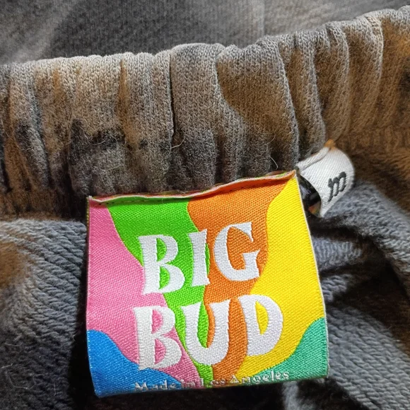 Big Bud Press Unisex Cotton Gray Tie-Dye Drawstring Shorts Medium - Picture 2 of 2